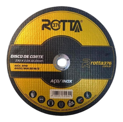 Disco De Corte 9 - Aço/inox 6600 Rpm Rotta - Kit 5 -77003