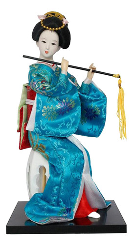 Estatua De Niña Geisha Japonesa De 12 Pulgadas, Azul