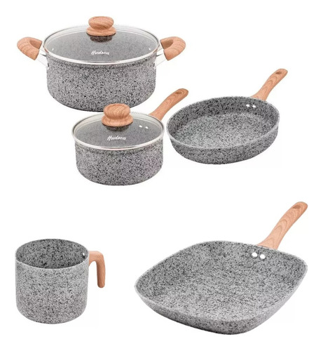 Set De Olla Cacerola Jarro Hudson Original Ind Granito Stone