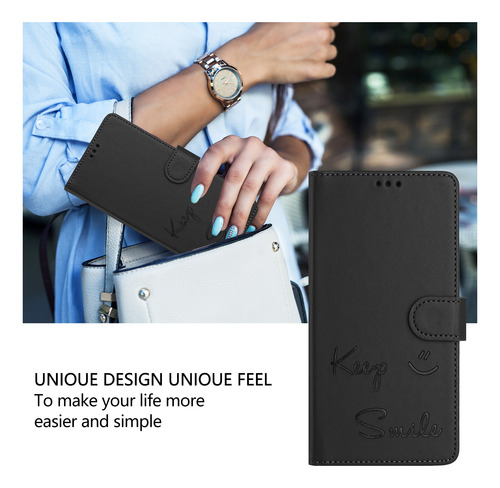 Funda De Piel Con Forma De Cara Sonriente Para Motorola Edge 50 Fusion Con Ranuras Para Tarjetas, Cierre Magnético, Cartera, Bloqueo Rfid, Soporte
