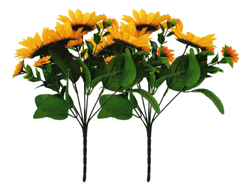 Racimo De Girasoles Artificiales De Plástico, 2 Unidades