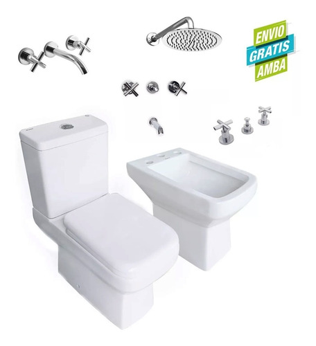 Combo Baño Prunus Altea Inodoro Bidet Climb Hidromet Cs9274