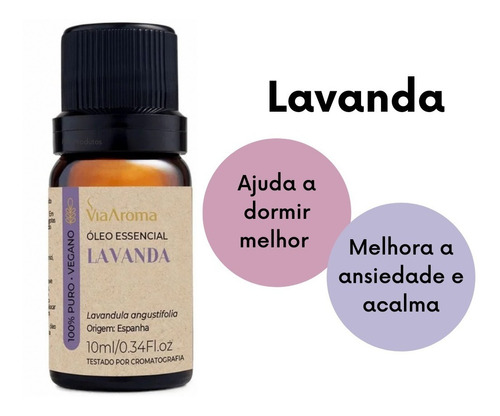 Óleo Essencial Lavanda 10ml 100% Natural Via Aroma