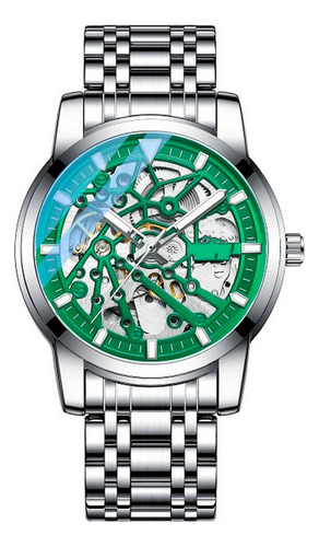 Reloj G-force Original At9005e Automatico Plateado + Estuche Color del fondo Verde
