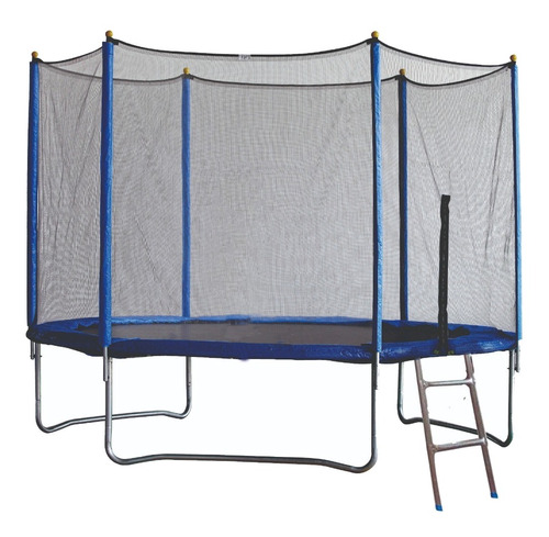 Cama elástica Lüsqtoff LQ08FT-2 con diámetro de 244 cm, color del cobertor de resortes azul