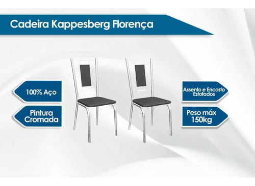 Cadeira Cozinha Florença 2c005 Aço Kit 2 Uni Cromado/marrom-