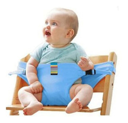 Asiento para silla de alimentación para bebés, cinturón de seguridad para comida, color azul