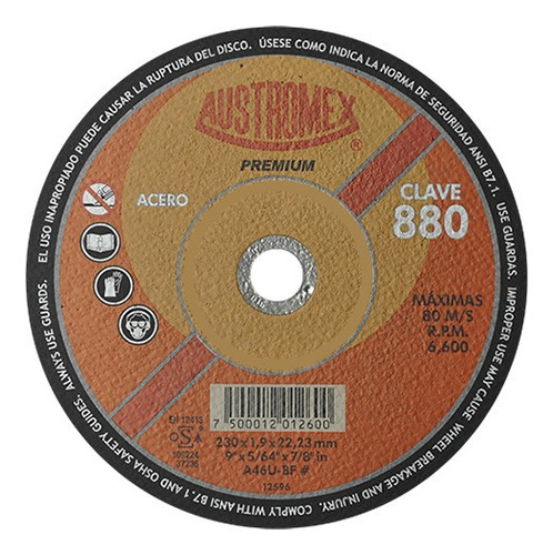 Disco De Corte Austromex 880 Metal Fr Ar 9