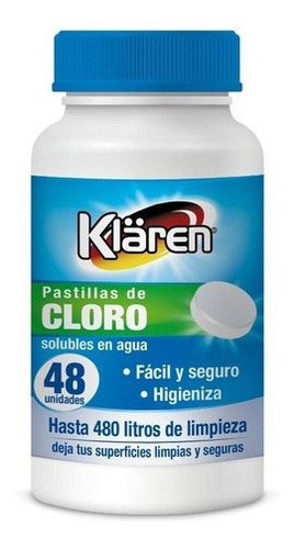 Tabletas Higienizantes De Cloro 48un. Klaren