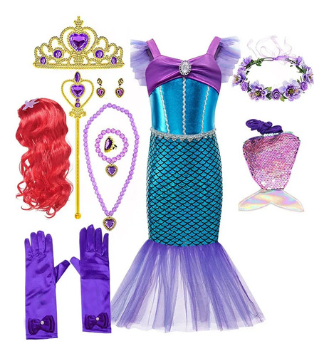 Elegante Ropa De Sirena Para Cosplay De Ariel Para Niñas