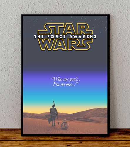 Cuadro 33x48 Poster Enmarcado Star Wars Ep 7 Rey Bb8