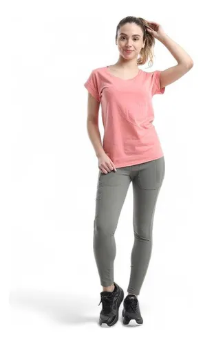 Polera Mujer Kannu Mini Logo Manga Corta Rosado