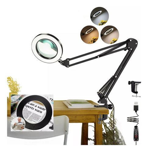 ** Lámpara Led De Escritorio Con Lupa De 10x Con Brazo