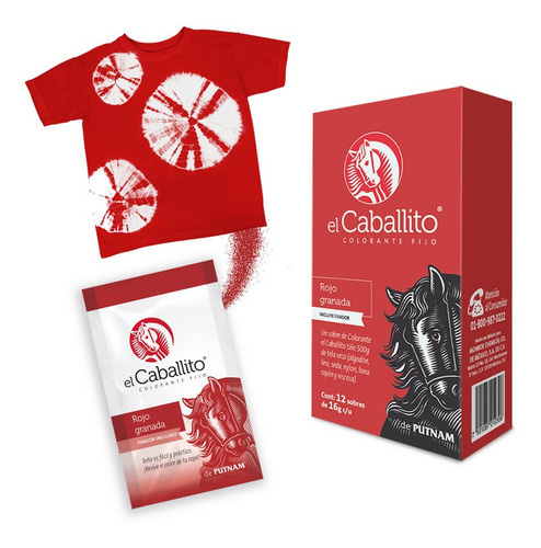 Imagen 1 de 1 de El Caballito Colorante Para Ropa Rojo Granada Caja-12-sob