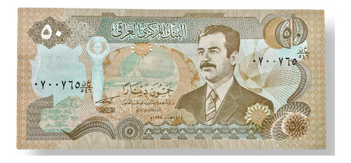 Billete De 50 Dinares Del País Asiático Irak Sadam Hussein