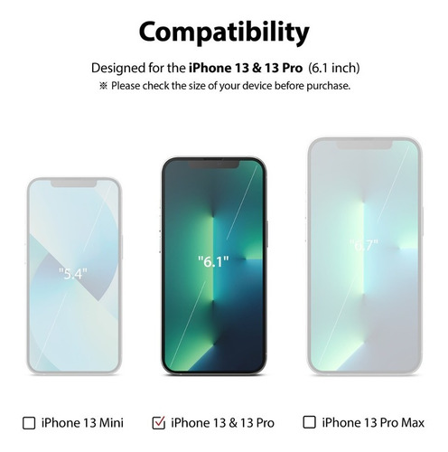 Imagen 5 de 10 de Vidrio Templado Para iPhone 13 & 13pro 6,1 Full Cover Ringke