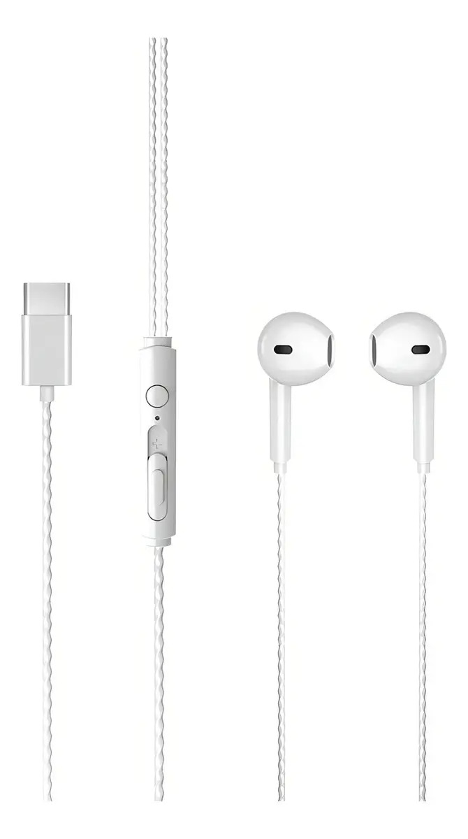 Fone Intra Auricular Lecoo EH104 USB-C com Microfone Branco