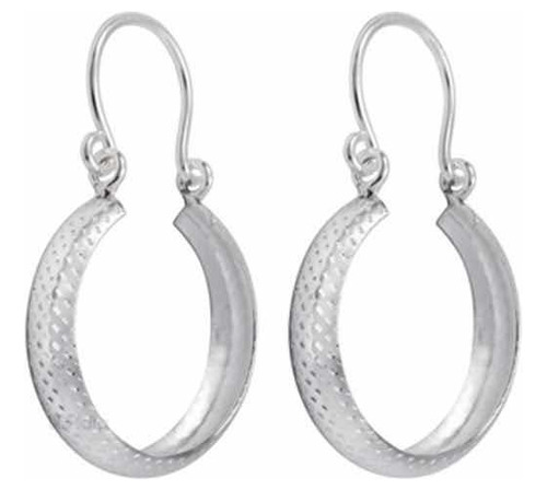 Aro Argolla Bote Facetada Diam:25 Mm Plata 925 Mujer Arete