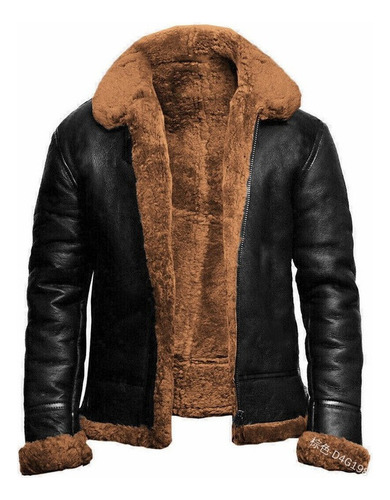 Chaqueta De Cuero De Solapa De Piel Para Hombre Engrosar