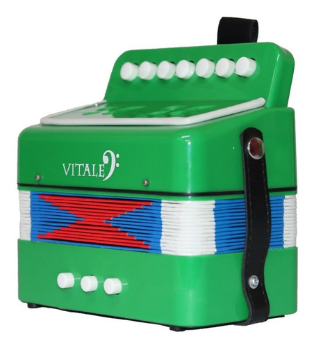 Acordeón Infantil Vitale Verde Seco 7 Botones 2 Bajos 214 Gr