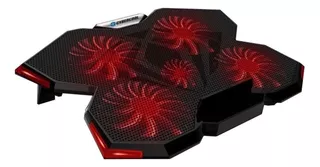 Cooler Para Laptop Gamer Cybercool 5 Ventiladores Ha-k3 Color Negro Led Rojo