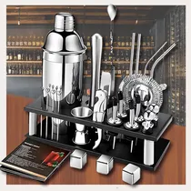 Comprar Kit Cocteleria Profesional 25pz Bartender Soporte Inoxidable