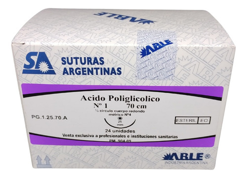 Vicryl Pga 1 -ag De 25 Mm 1/2 Círc Redondo De 70 Cm Able
