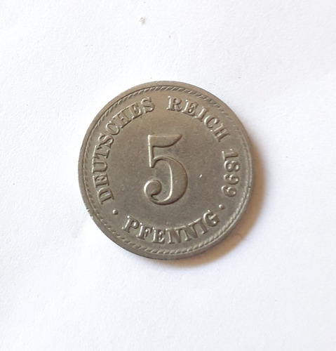 Alemania 5 Pfennig 1899 Ceca A Km#11 Moneda Cuproniquel