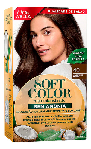 Kit 04 Coloração Soft Color 40 Castanho Médio Wella