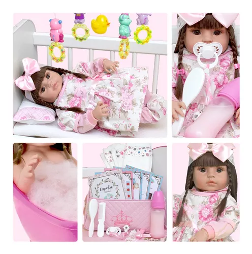 Boneca Estilo Bebê Reborn Grande Realista Baby Alive Menina