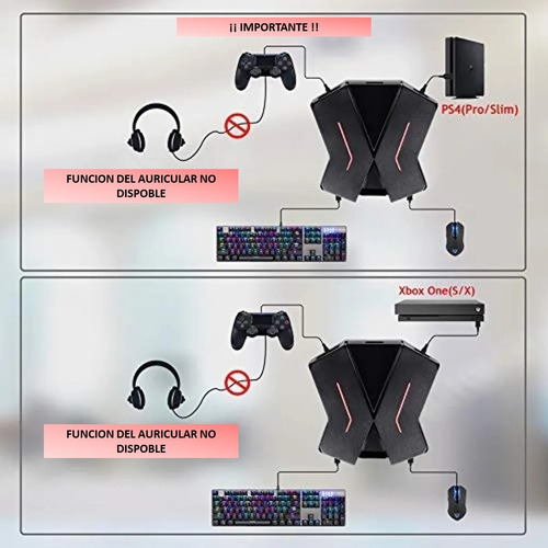 Hub Gamer Adaptador Teclado Y Mouse P/ Consolas Ps4 Ps3 Xbox