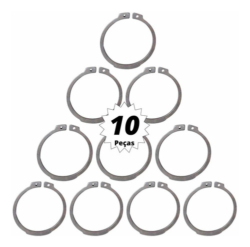 10 Un Anel Elástico Para Eixo Externo De Retenção Aço 64 Mm