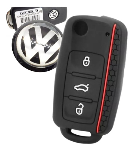 Funda Silicon Llave Volkswagen + Emblema 11 Mm . Goma 