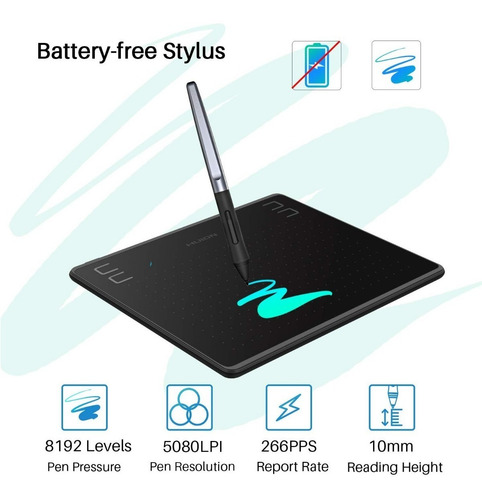 Tableta Gráfica Digital Huion Hs64, 4 Llaves.