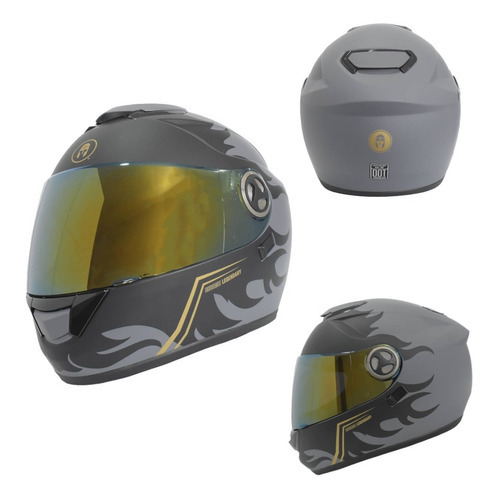 Casco Immortale Chiama Gris/ Dorado Para Moto Cerrado Color Gris Oscuro Tamaño Del Casco M (57-58cm