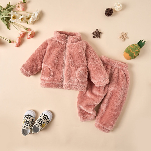 Conjunto Casual De Algodón Cómodo Manga Larga Para Bebés Rosa 9-12 M