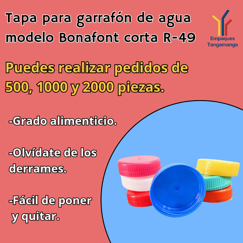 Tapa Con Liners Modelo Bonafont R49 Para Garrafón De 19/20 L Amarillo Tapa Con Liners Modelo Bonafont R49 Para Garrafón De Agua Purificada De 19/20 Litros 1,000pz