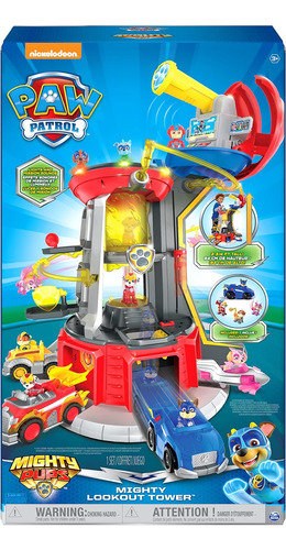 Paw Patrol, Mighty Lookout Tower Con 4 Figuras De Acción De