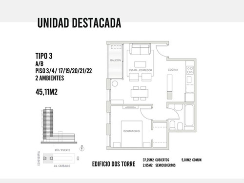 Venta Departamento Monoambiente 1 Dormitorio y 2 dormitorios Puerto Norte