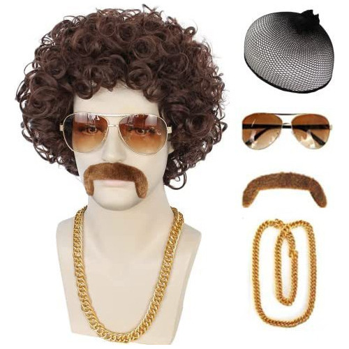 Halloween 60s70s Disco Cosplay Peluca+accesorios Para Hombre