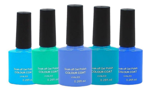 Kit Com 05 Esmaltes Em Gel D&z Tons Azulados Garota Bonita