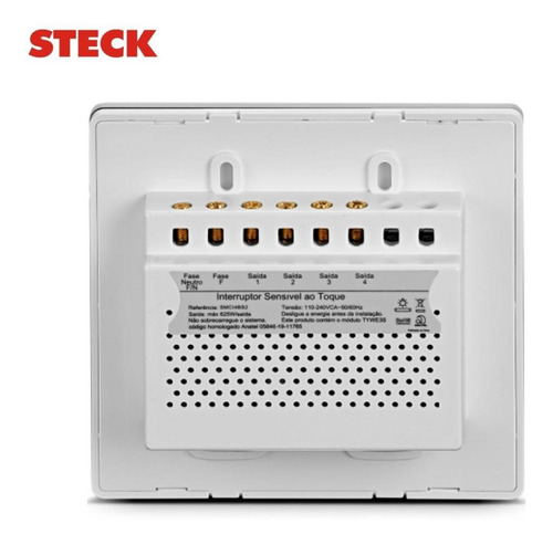 Interruptor Smarteck 4x4 4 Módulos Touch Branco Steck