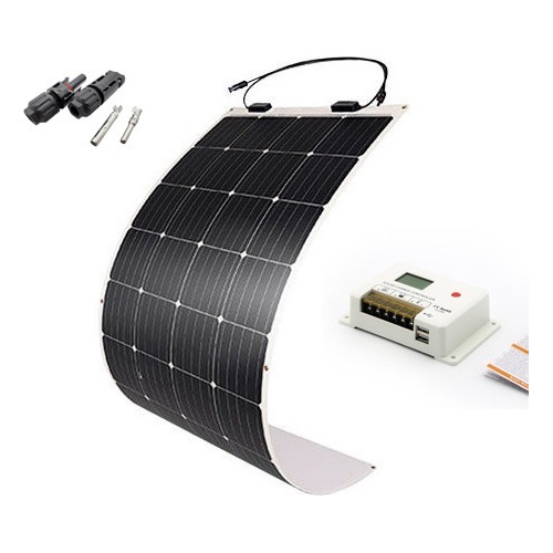 Kit 2 Painéis Solar Flexíveis 160w + Controlador Pwm + Mc4