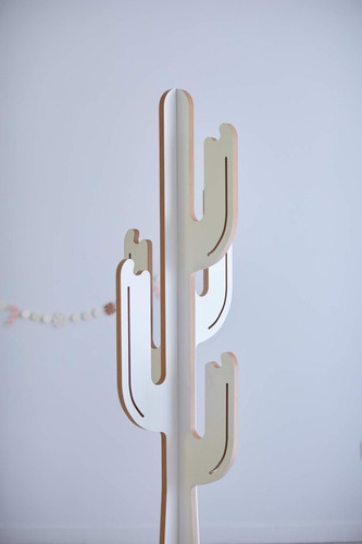 Imagen 2 de 3 de Perchero De Pie Cactus En Melamina Mdf Color Blanco