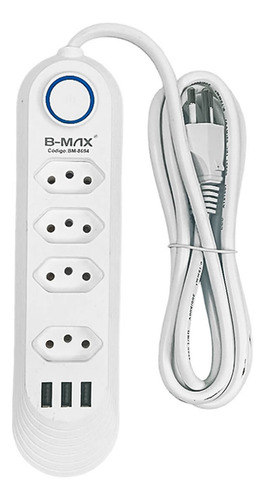 Extensão Bivolt Com 3 Usb Tipo-c E Botão