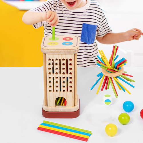 Juego De Dados De Palos De Colores, Juego De Viaje, Tablero