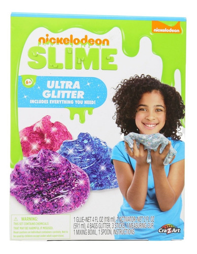 Imagen 1 de 4 de Kit Slime Crazart Nickelodeon Brillante Modelo Ultra Glitter