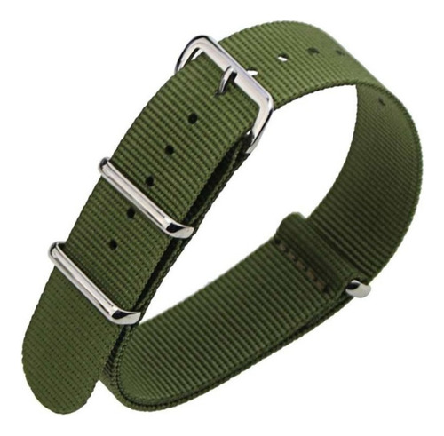 Pulseira 18mm, 20mm, 22mm, 24mm,26mm Nato Zulu Nylon Militar Cor Verde 18mm