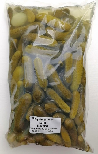 Pepinillos Dill, Agridulces, Calibre Extra, Bolsa De 1 Kilo