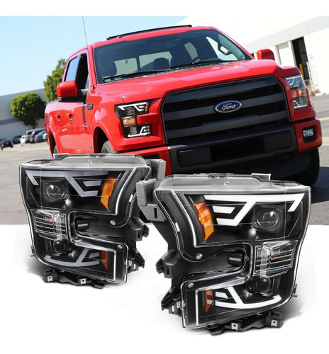 Imagen 1 de 3 de Par De Faros Led 2015 - 2017 Ford F150 F-150 Negros